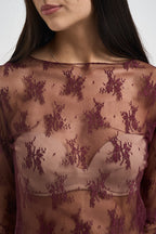 Maglia donna in pizzo bordeaux 10997 BAROLO SUSY MIX 