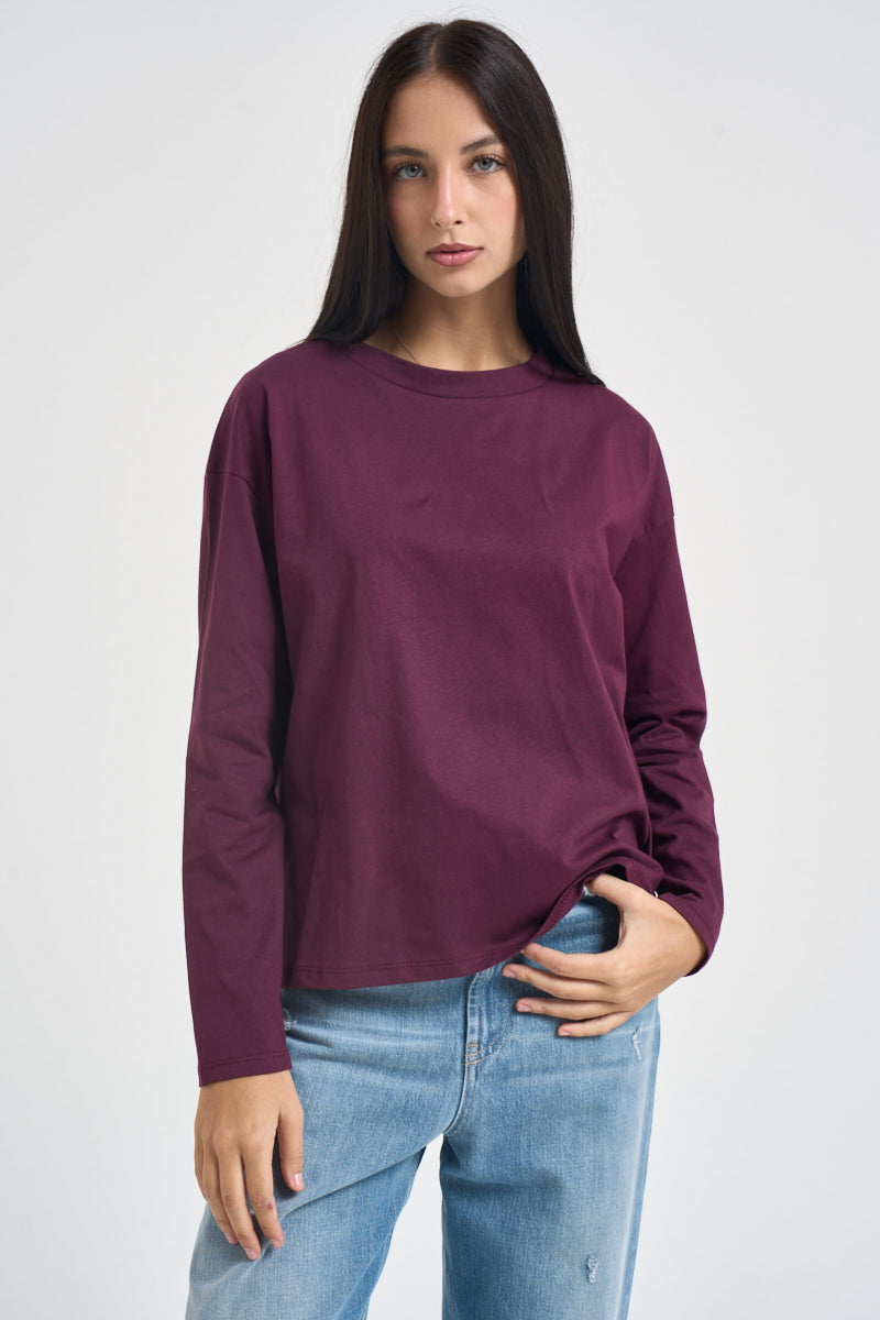 Maglia donna a maniche lunghe bordeaux 11771 BAROLO SUSY MIX 