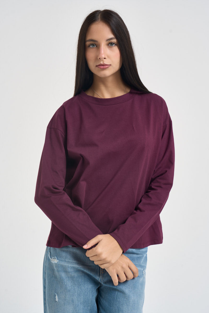 Maglia donna a maniche lunghe bordeaux 11771 BAROLO SUSY MIX 