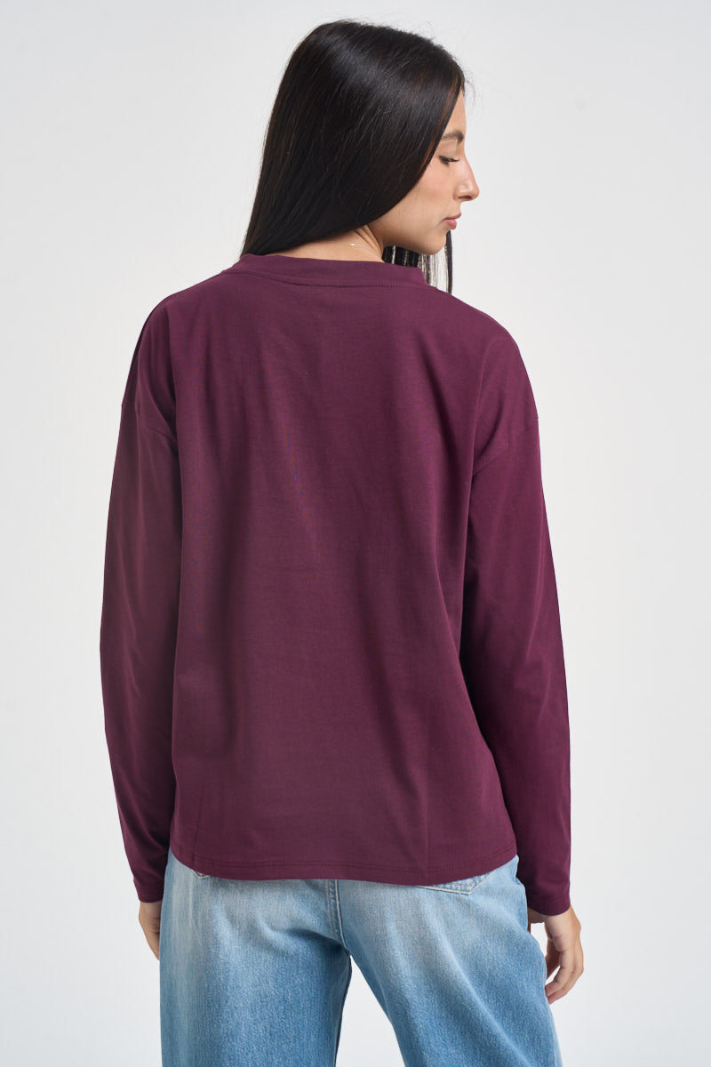 Maglia donna a maniche lunghe bordeaux 11771 BAROLO SUSY MIX 