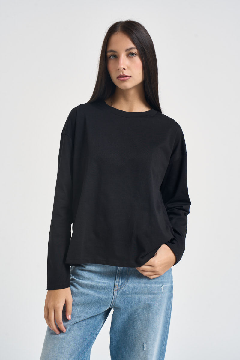 Maglia donna a maniche lunghe nera 11771 NERO SUSY MIX 