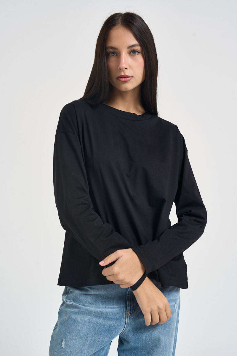 Maglia donna a maniche lunghe nera 11771 NERO SUSY MIX 