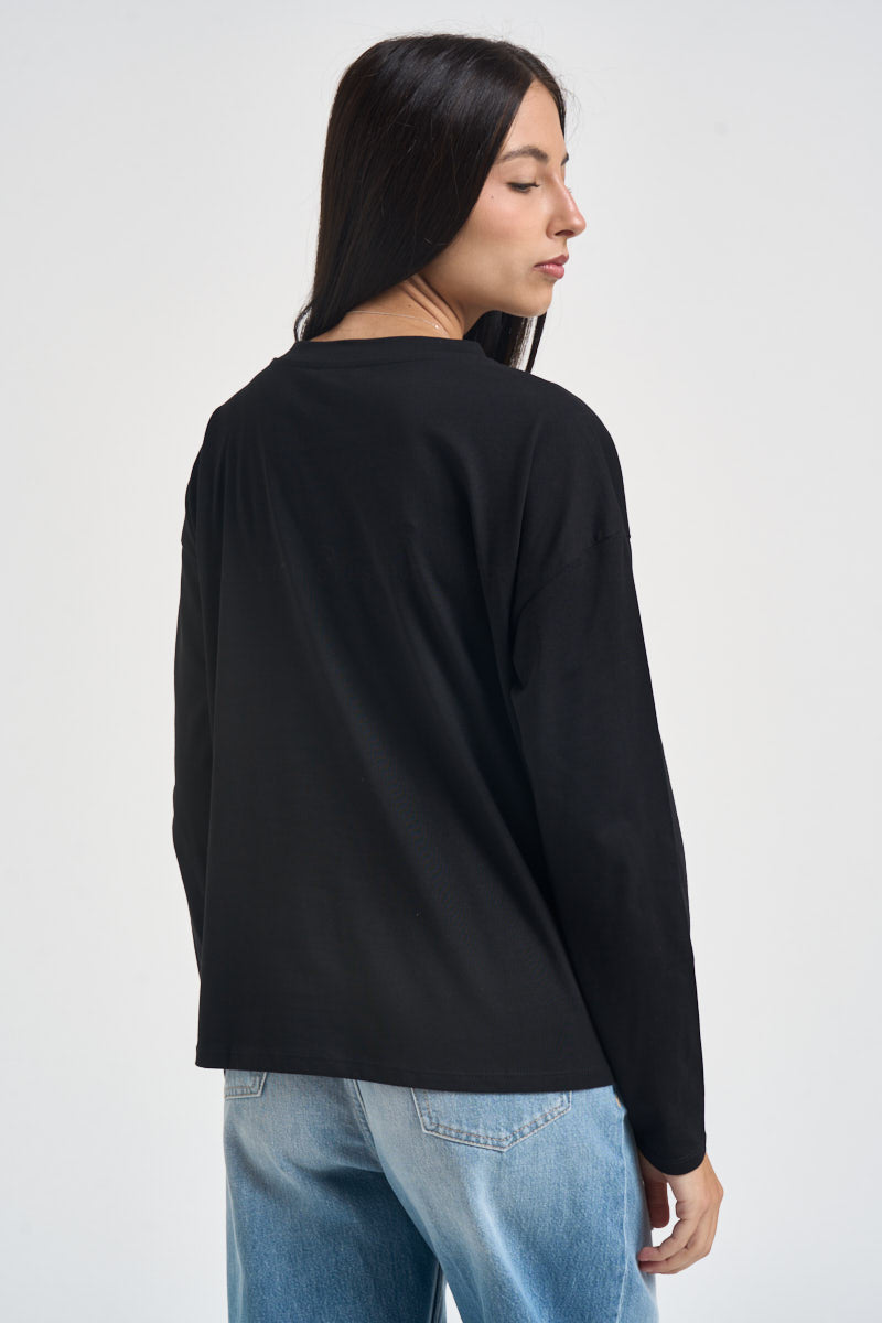 Maglia donna a maniche lunghe nera 11771 NERO SUSY MIX 