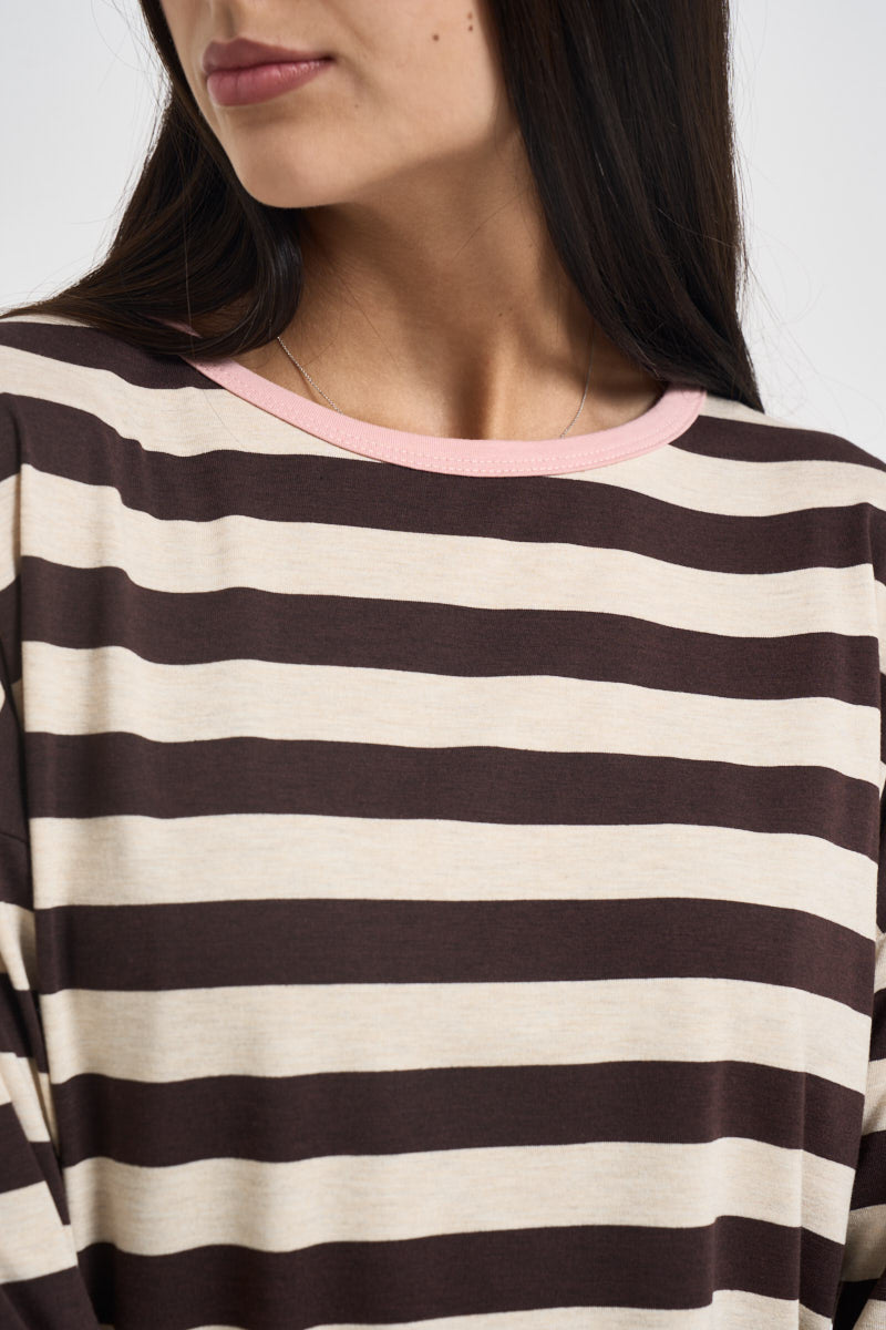 Maglia donna a righe orizzontali moro 12332 MORO SUSY MIX 