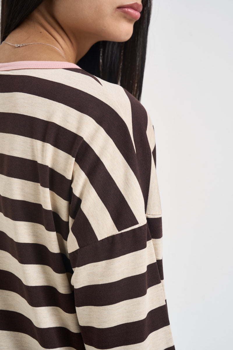 Maglia donna a righe orizzontali moro 12332 MORO SUSY MIX 