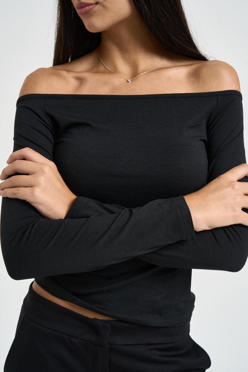Maglia donna spalle scoperte nera 260805 NERO SUSY MIX 