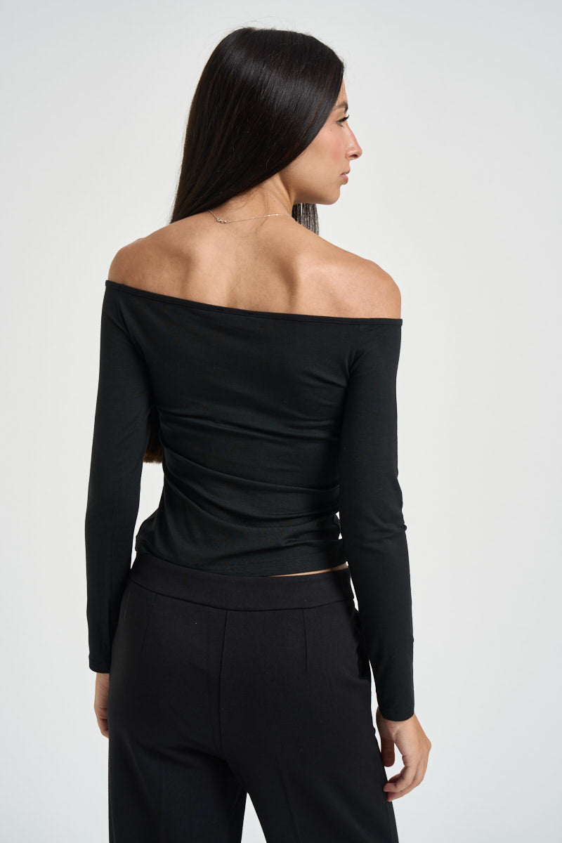 Maglia donna spalle scoperte nera 260805 NERO SUSY MIX 