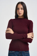 Maglia donna a costine bordeaux 260905 BAROLO SUSY MIX 
