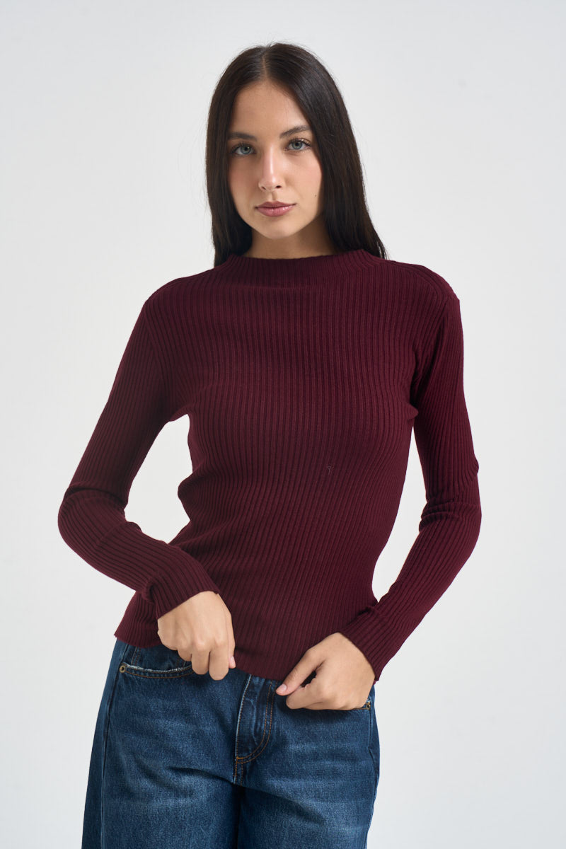 Maglia donna a costine bordeaux 260905 BAROLO SUSY MIX 