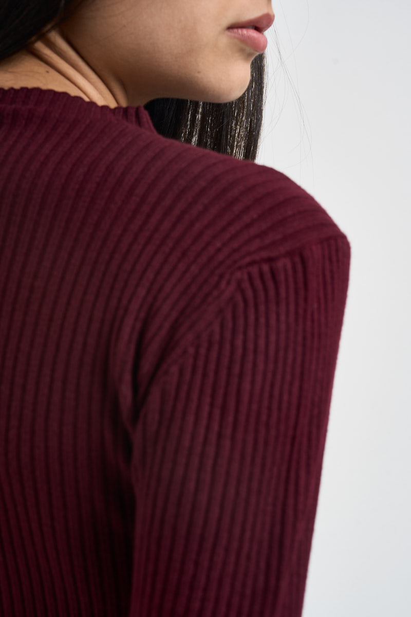 Maglia donna a costine bordeaux 260905 BAROLO SUSY MIX 