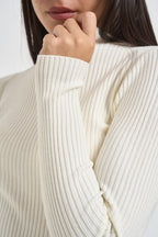 Maglia donna a costine panna 260905 CREMA SUSY MIX 