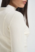 Maglia donna a costine panna 260905 CREMA SUSY MIX 
