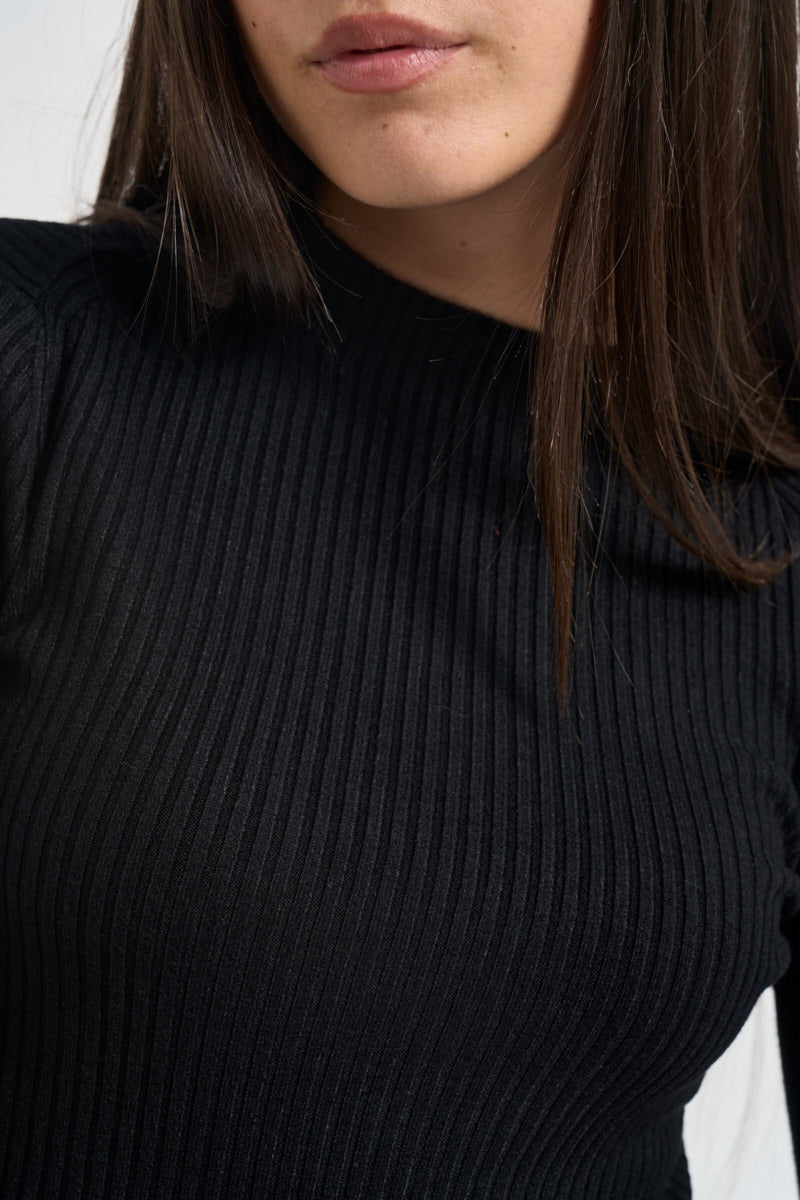 Maglia donna a costine nera 260905 NERO SUSY MIX 