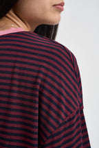 T-shirt donna a righe bordeaux e blu 27731 BORDEAUX SUSY MIX 