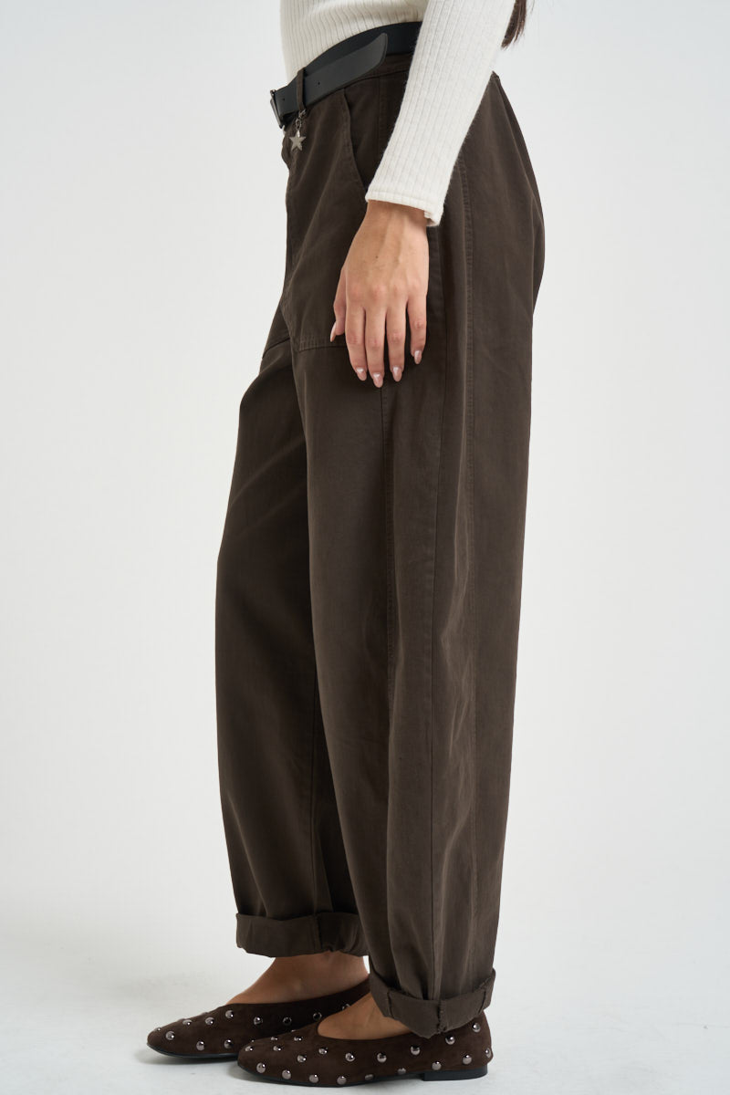 Pantaloni donna balloon marrone 58300P27 MORO SUSY MIX 