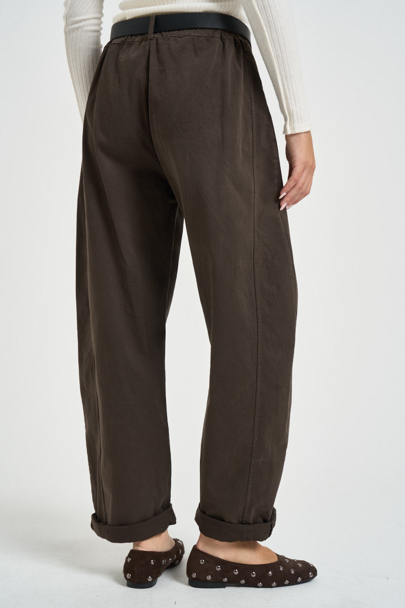 Pantaloni donna balloon marrone 58300P27 MORO SUSY MIX 