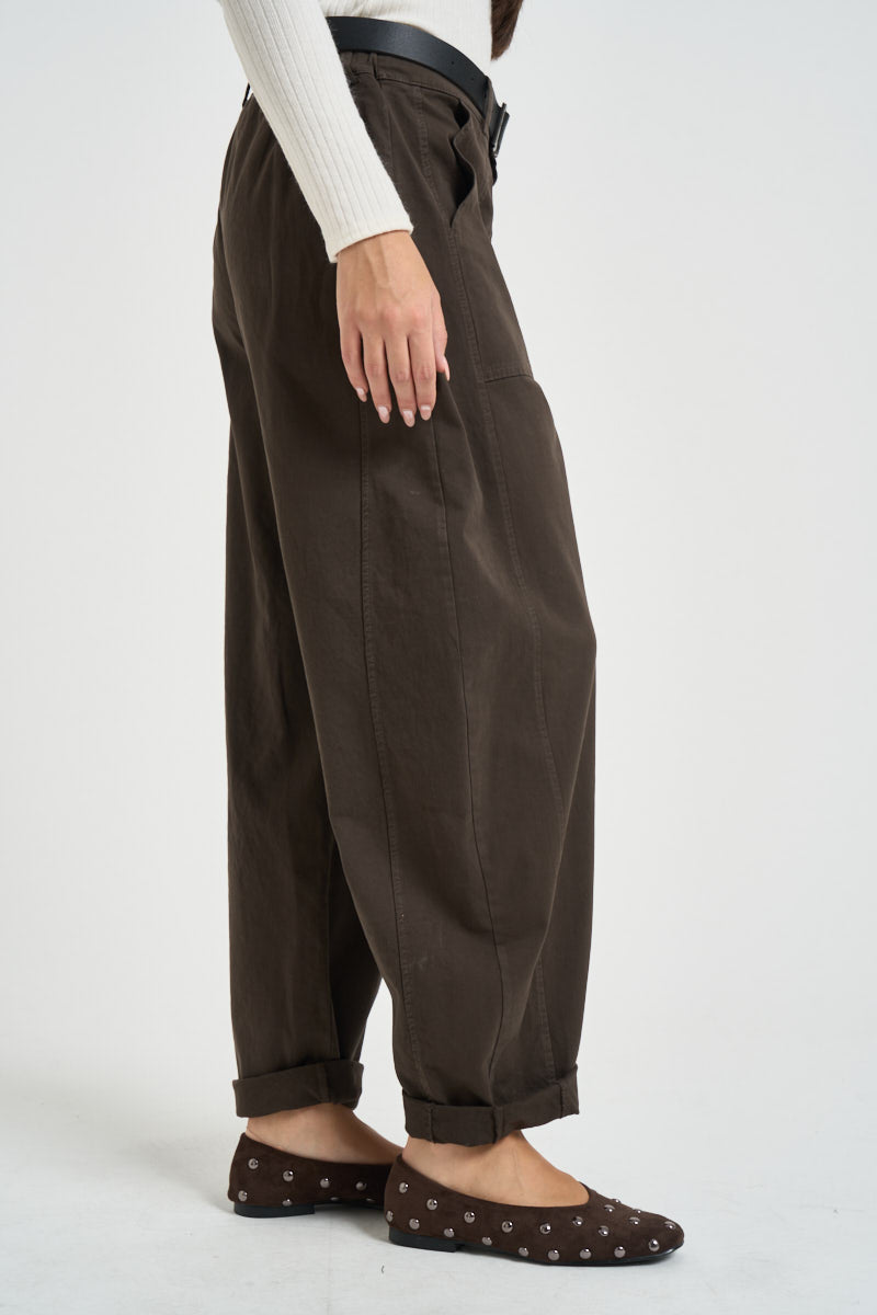 Pantaloni donna balloon marrone 58300P27 MORO SUSY MIX 