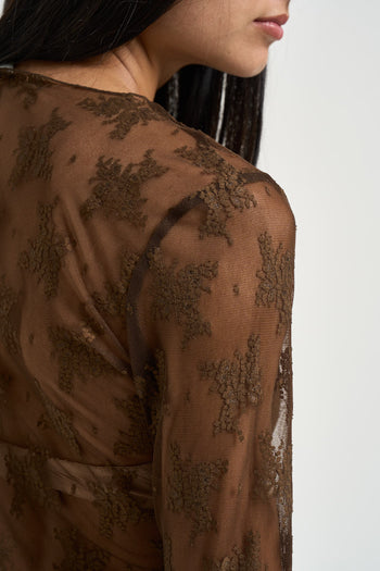 Maglia donna in tulle marrone - 4