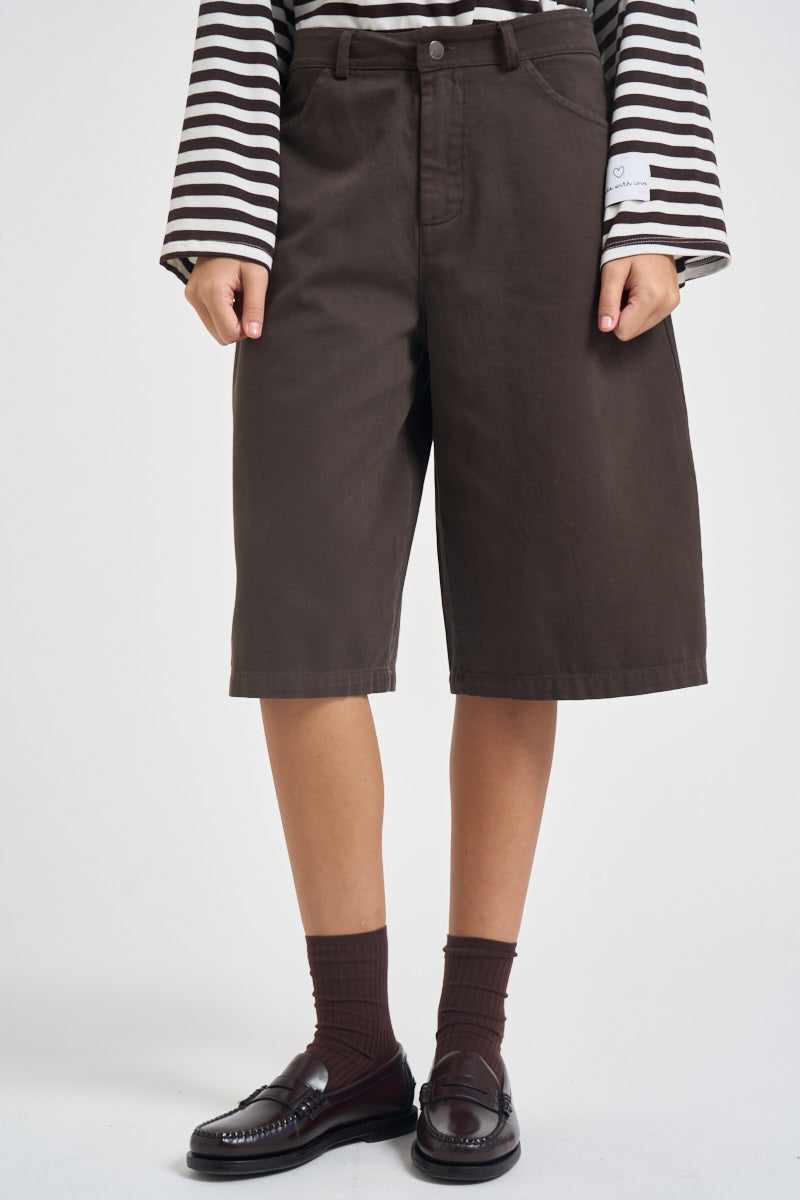 Bermuda donna in denim marrone scuro 61313 MORO SUSY MIX 