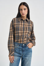 Camicia donna a quadri beige 7077131 COGNAC SUSY MIX 