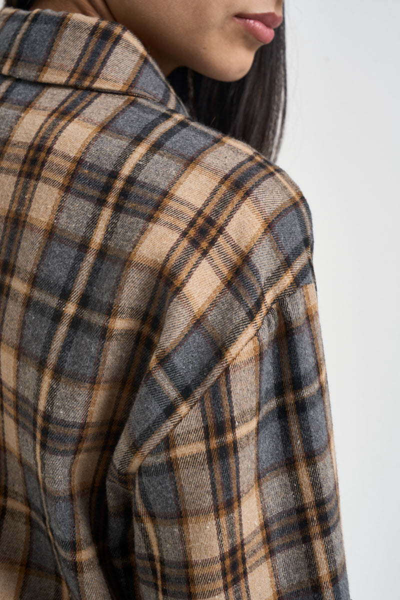 Camicia donna a quadri beige 7077131 COGNAC SUSY MIX 