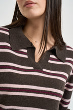 Maglia donna a righe marrone 8541 GRIGIO SUSY MIX 