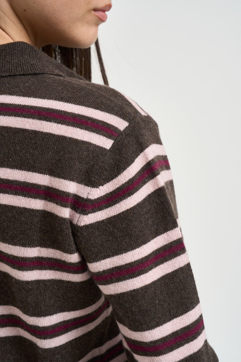 Maglia donna a righe marrone 8541 GRIGIO SUSY MIX 