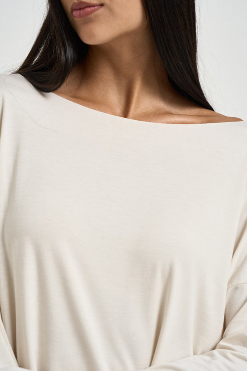 Maglia donna scollo a barca panna - 2