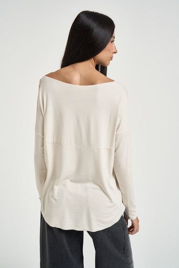 Maglia donna scollo a barca panna - 4