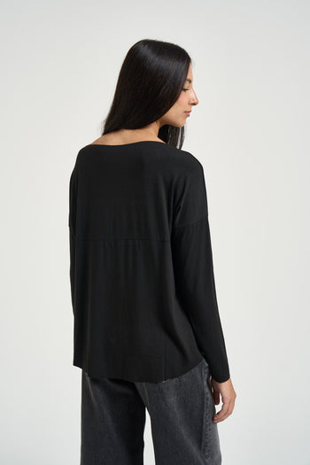 Maglia donna scollo a barca nera - 4