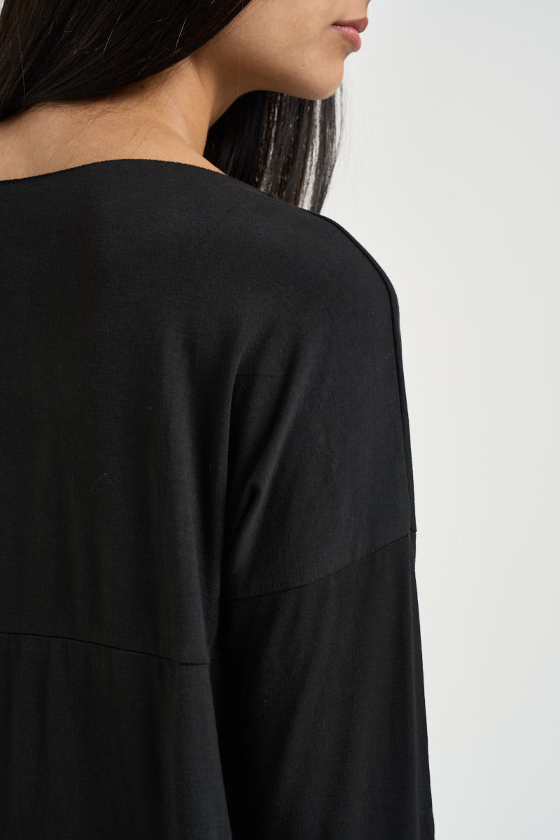 Maglia donna scollo a barca nera B05250 NERO SUSY MIX 