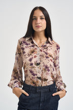 Camicia donna con fantasia floreale viola C4507F851 VIOLA SUSY MIX 