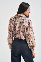 Camicia donna con fantasia floreale viola C4507F851 VIOLA SUSY MIX 
