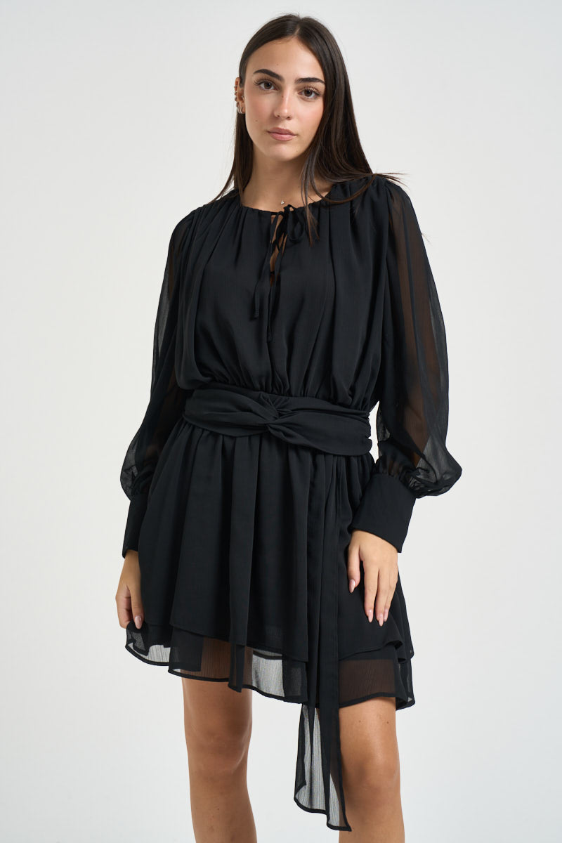Mini abito donna in georgette nero D2560N44 NERO SUSY MIX 