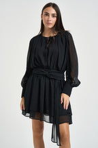 Mini abito donna in georgette nero D2560N44 NERO SUSY MIX 