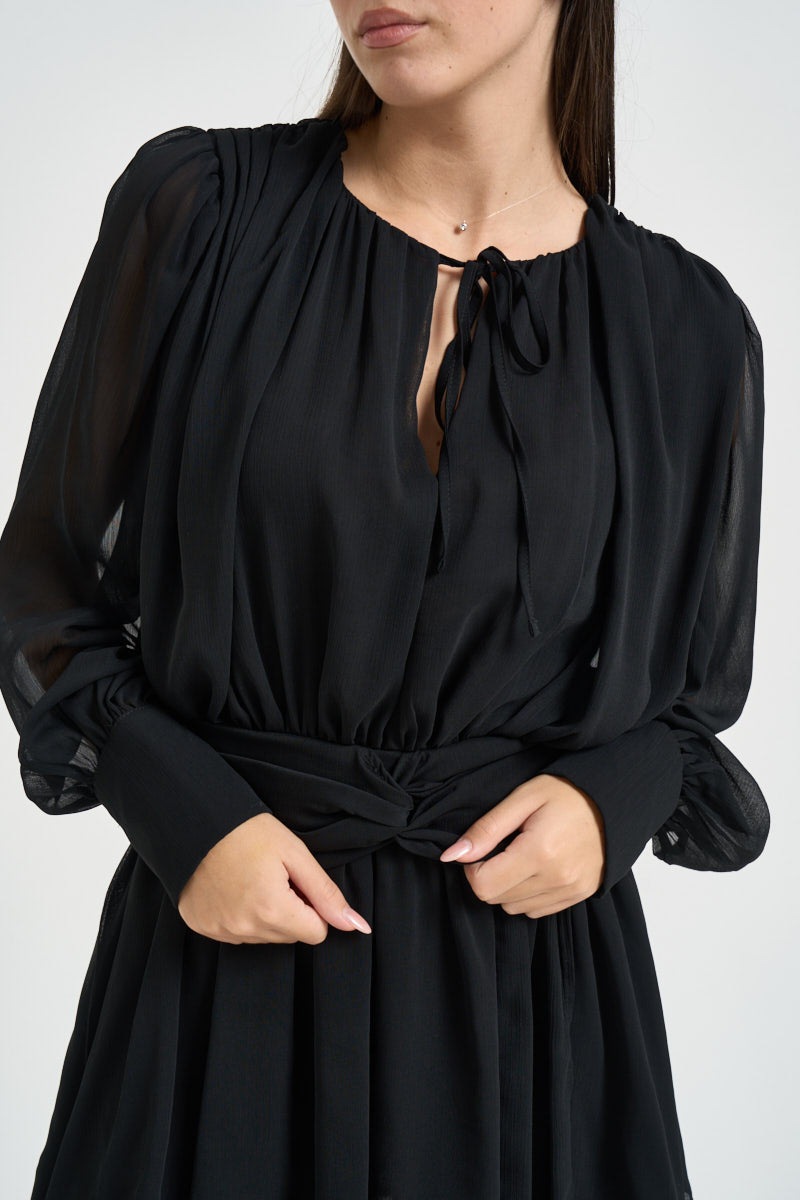 Mini abito donna in georgette nero D2560N44 NERO SUSY MIX 