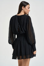 Mini abito donna in georgette nero D2560N44 NERO SUSY MIX 