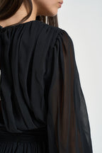Mini abito donna in georgette nero D2560N44 NERO SUSY MIX 