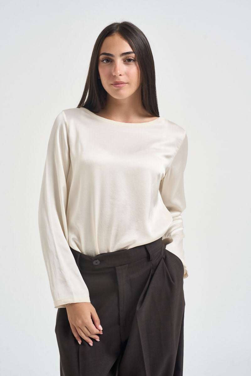 Blusa donna satinata manica lunga burro E651BU BURRO SUSY MIX 