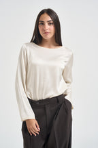 Blusa donna satinata manica lunga burro E651BU BURRO SUSY MIX 