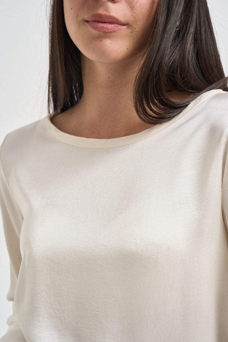 Blusa donna satinata manica lunga burro E651BU BURRO SUSY MIX 
