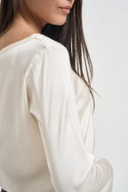 Blusa donna satinata manica lunga burro E651BU BURRO SUSY MIX 