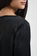 Blusa donna satinata manica lunga nera E651BU NERO SUSY MIX 