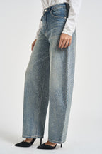 Jeans donna con strass lavaggio chiaro denim F177 JEANS SUSY MIX 