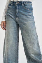 Jeans donna con strass lavaggio chiaro denim F177 JEANS SUSY MIX 