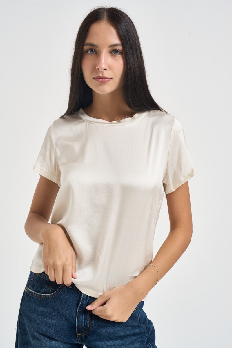 T-shirt donna effetto seta burro FA705BU BURRO SUSY MIX 