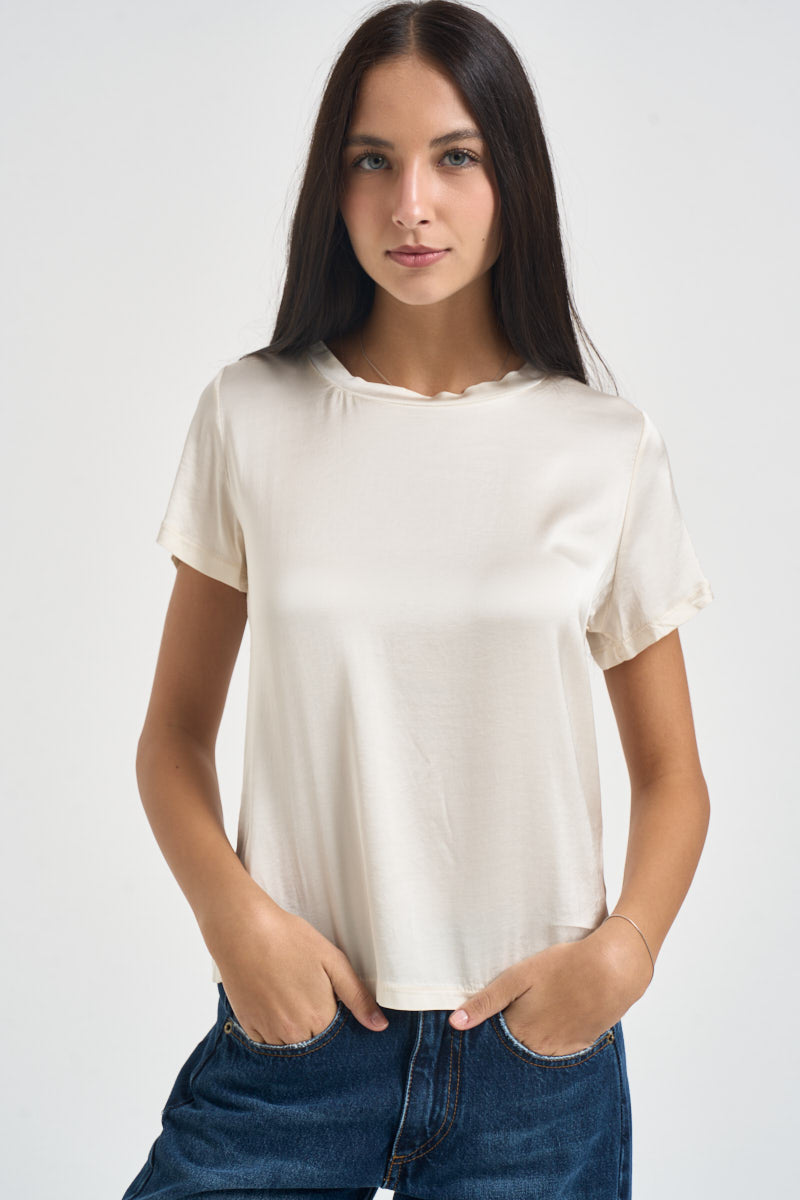 T-shirt donna effetto seta burro FA705BU BURRO SUSY MIX 
