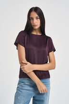 T-shirt donna effetto seta lo bordeaux FA705BU VINO SUSY MIX 