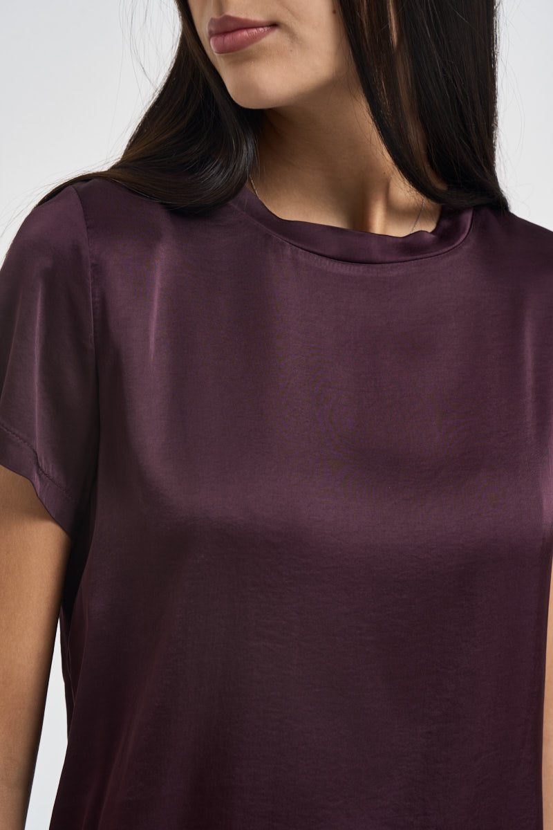 T-shirt donna effetto seta lo bordeaux FA705BU VINO SUSY MIX 