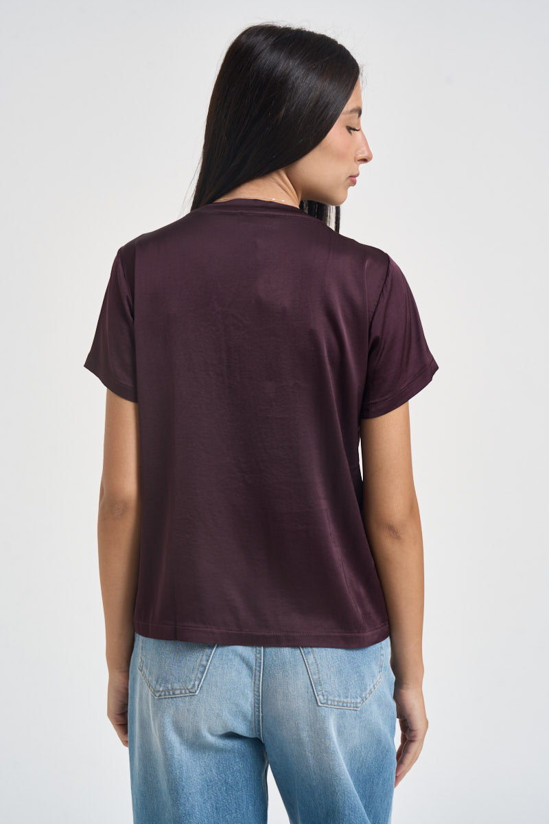T-shirt donna effetto seta lo bordeaux FA705BU VINO SUSY MIX 